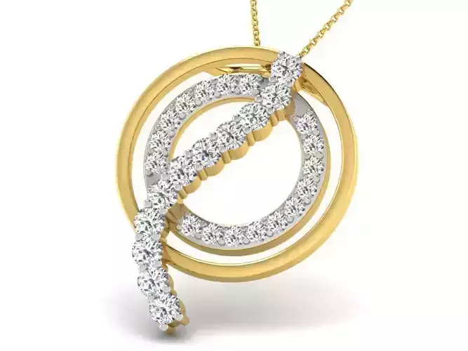 Round Golden Pendant With Diamonds 15