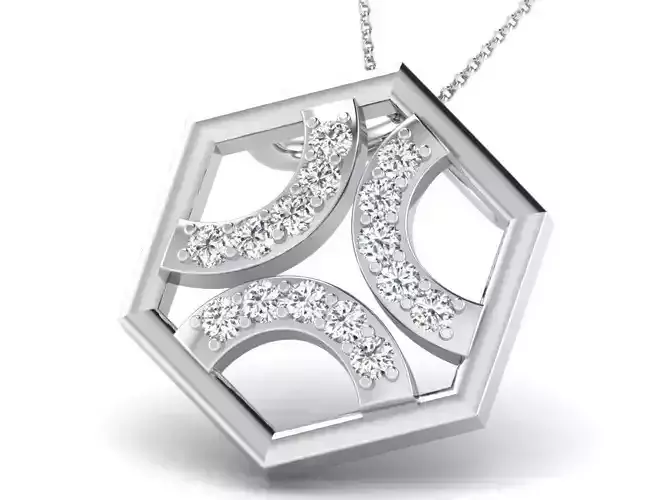 Hexagond Shaped Pendant With Diamonds