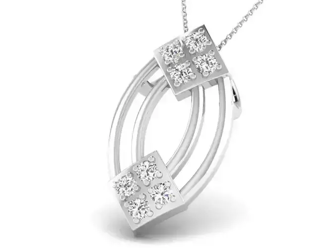Marquise Shaped Silver Pendant With Diamonds 1