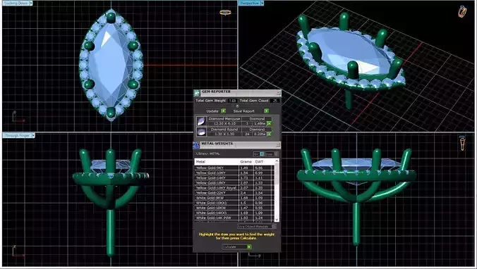Marquise Shaped Pendant With Gem 8