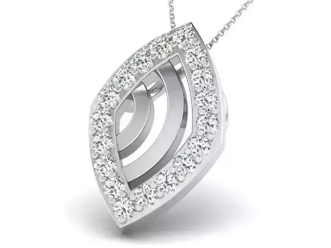 Marquise Shaped Silver Pendant With Diamonds 2