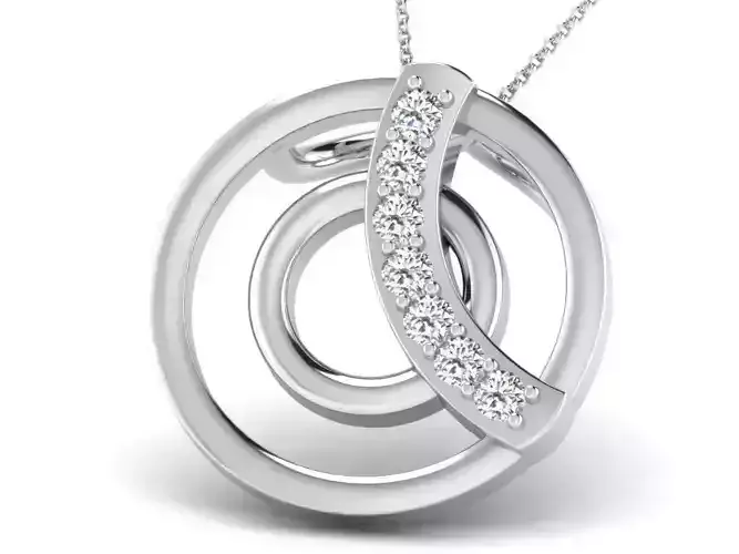 Round Silver Pendant With Diamonds 2