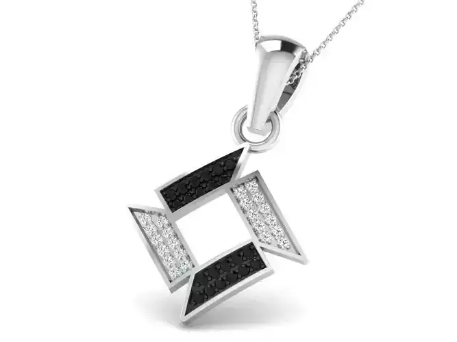 Square Shaped Pendant With Diamonds 1