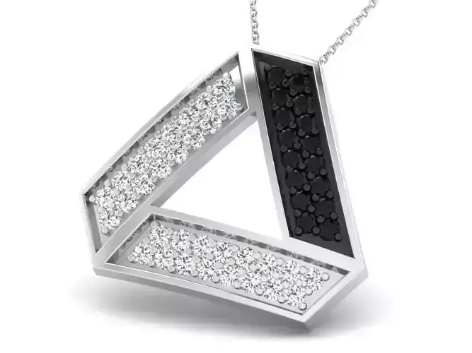 Triangle Shaped Pendant With Gems  1