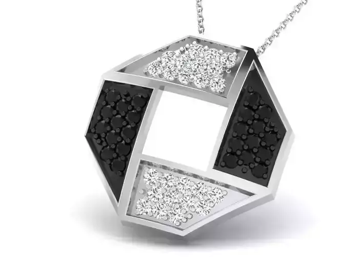 Octagon Shaped Pendant With Gems 