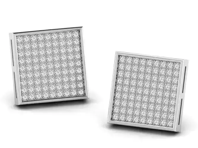 Square Shaped Ear Studs With Diamonds 3