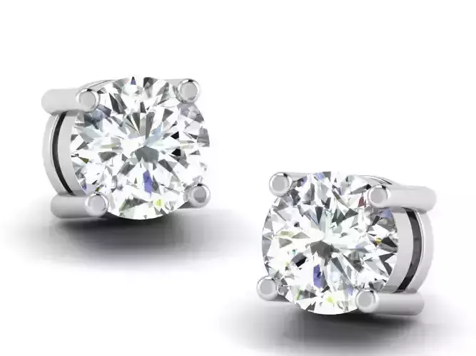 Silver Ear Studs With Diamonds