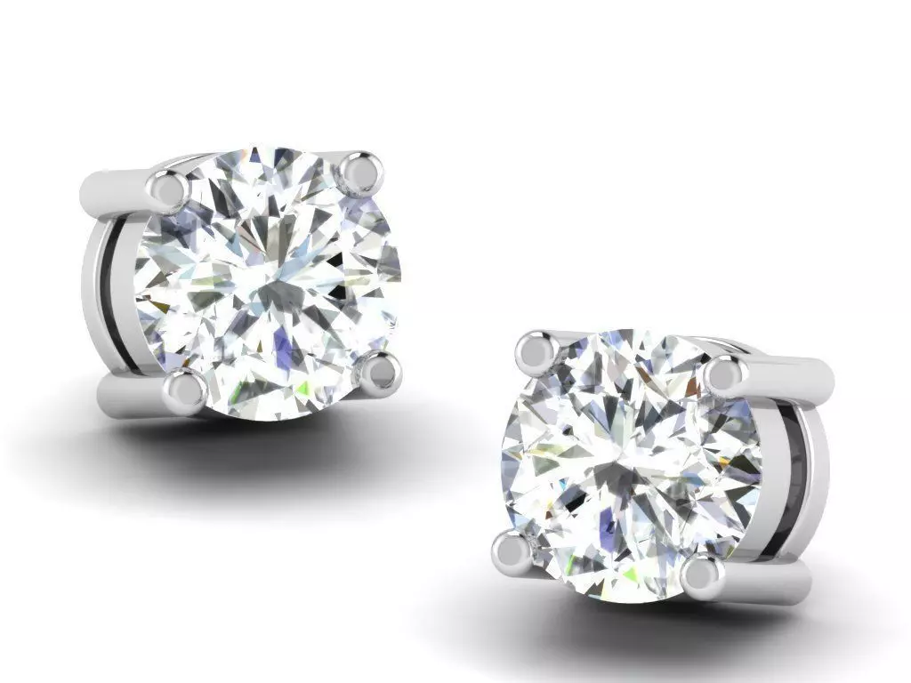 Silver Ear Studs With Diamonds 3D print model_0