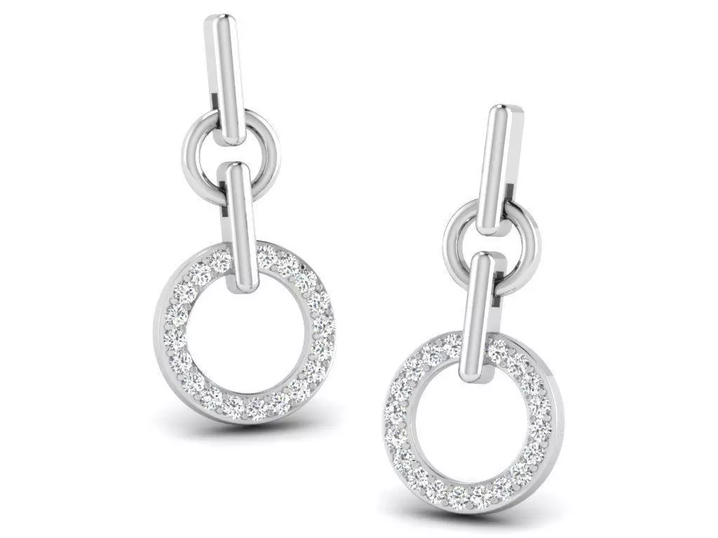 Round Drop Earrings With Diamonds 1 3D print model_0