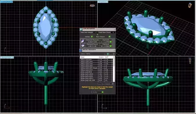 Marquise Shaped Pendant With Gem 10
