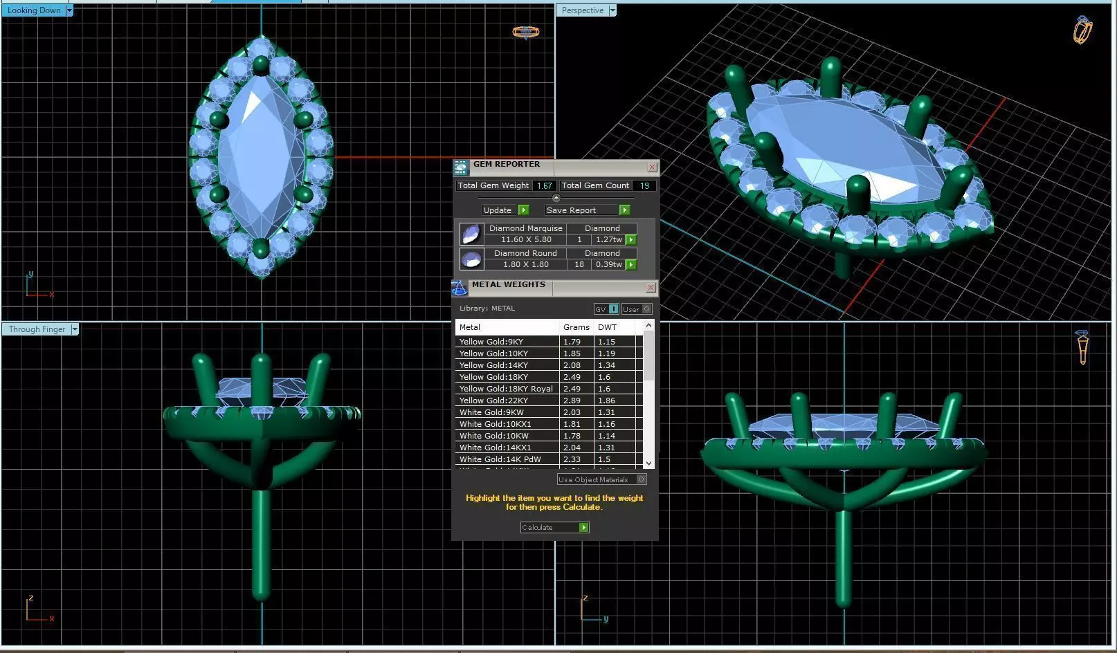 Marquise Shaped Pendant With Gem 10 3D print model_0