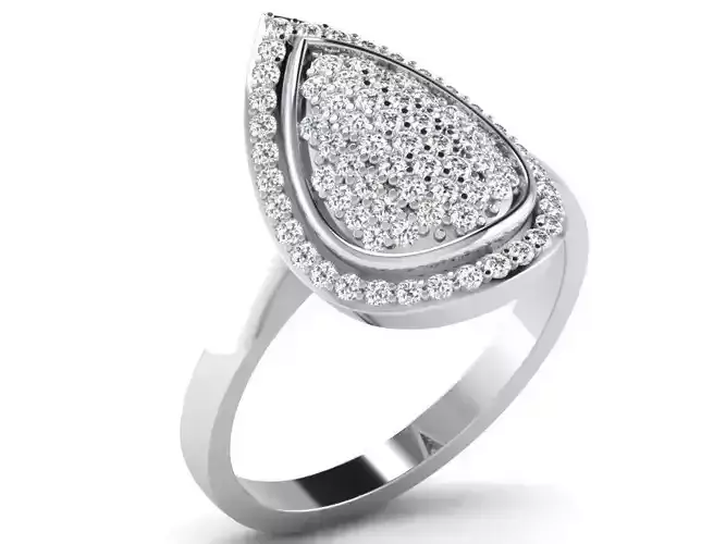 Drop Shape Cluster Ring With Diamonds