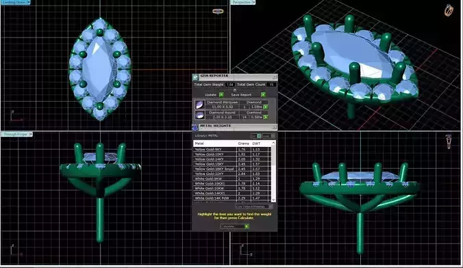 Marquise Shaped Pendant With Gem 12