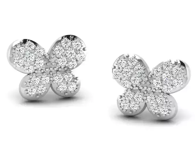 Butterfly Shaped Ear Studs With Diamonds 1