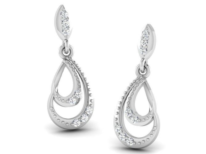 Drop Shape Drop Earrings With Diamonds 2 3D print model