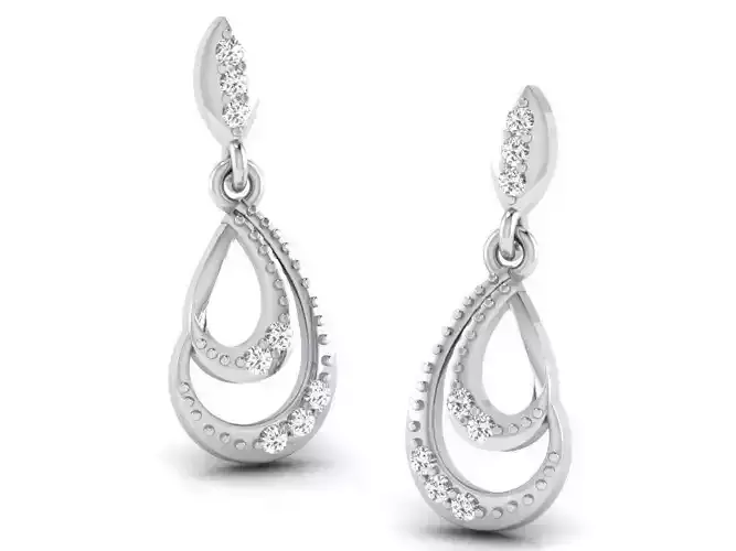 Drop Shape Drop Earrings With Diamonds 2 3D print model
