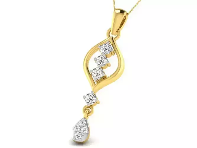 Marquise Shaped Golden Pendant With Diamonds 1