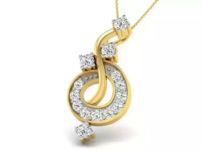 Spiral Golden Pendant With Diamonds 9