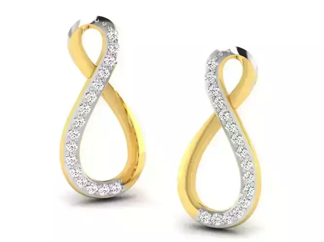 Infinity Loop Shaped Earrings With Diamonds