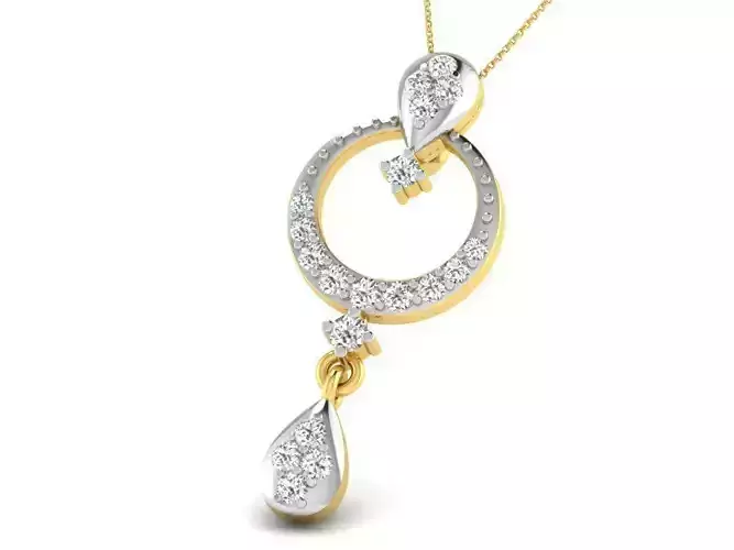 Round Golden Pendant With Diamonds 17