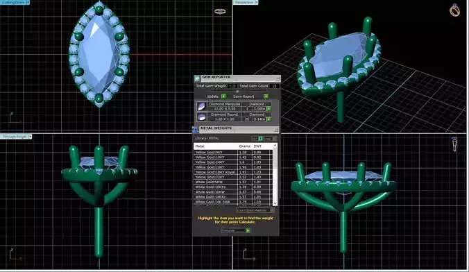 Marquise Shaped Pendant With Gem 14