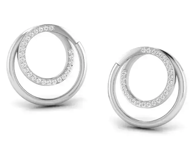Round Spiral Earrings With Diamonds