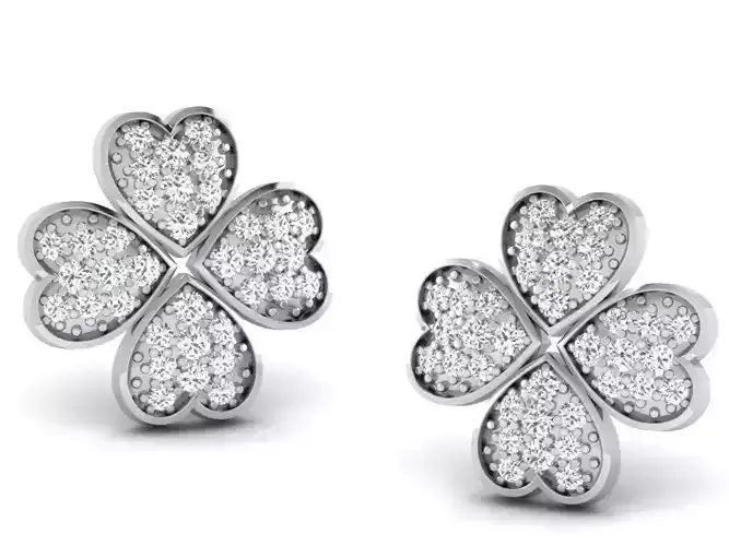 Flower Shaped Ear Studs With Diamonds 12