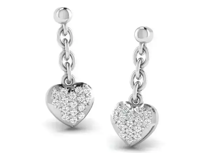 Heart Shaped Drop Earrings With Diamonds