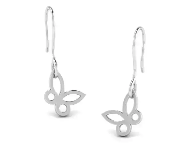 Butterfly Shaped Drop Earrings With Diamonds