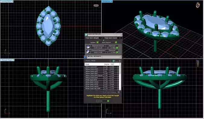 Marquise Shaped Pendant With Gem 15