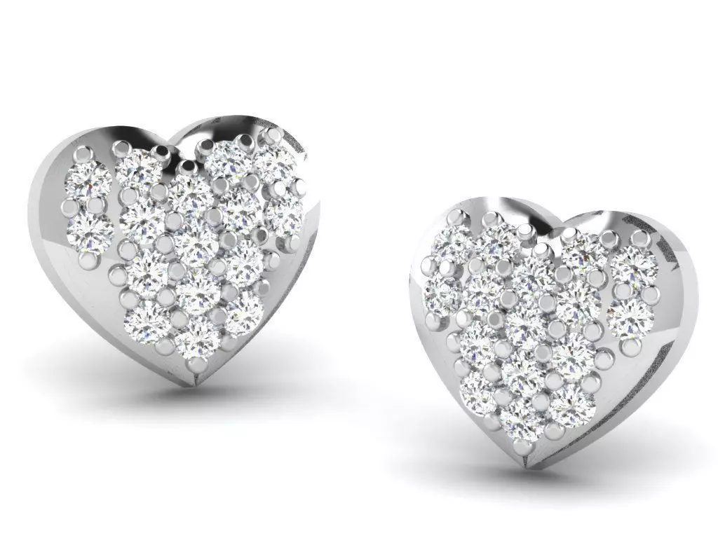 Heart Shaped Ear Studs With Diamonds 1 3D print model_0