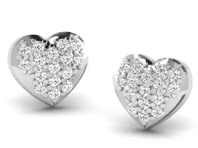 Heart Shaped Ear Studs With Diamonds 1