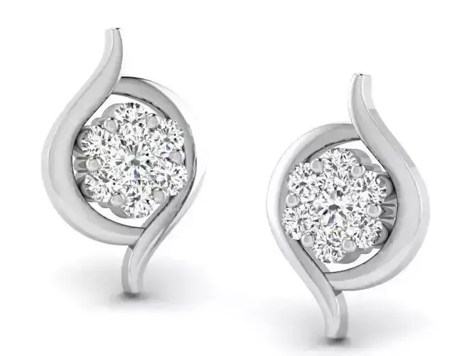 Swirl Loop Ear Studs With Diamonds