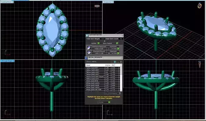 Marquise Shaped Pendant With Gem 16