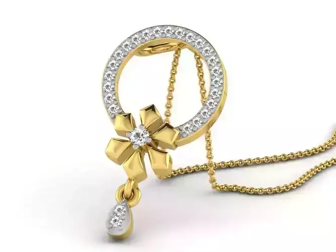 Round Shaped Golden Pendant With Diamonds 10