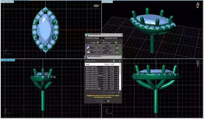 Marquise Shaped Pendant With Gem 20