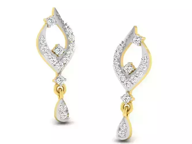 Marquise Shaped Drop Earrings With Diamonds