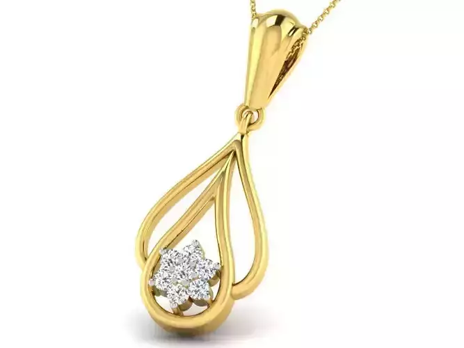 Drop Shaped Golden Pendant With Diamonds 5