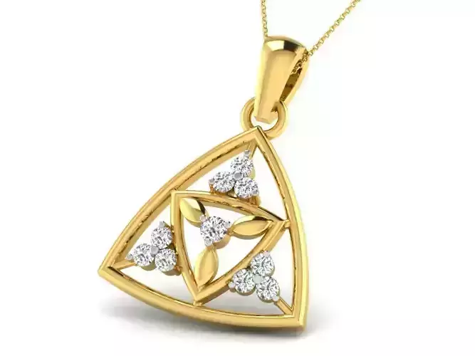 Circular Triangle Shaped Pendant With Diamonds