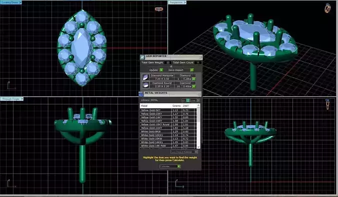 Marquise Shaped Pendant With Gem 21