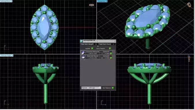 Marquise Shaped Pendant With Gem 22