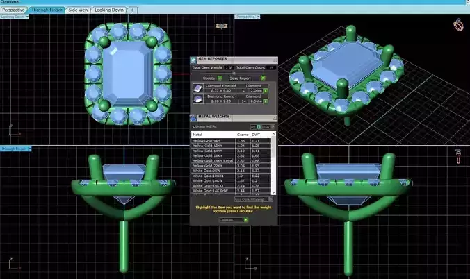 Rectangle Shaped Pendant With Gem