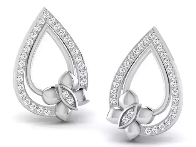 Drop Shape Earrings With Diamonds 1