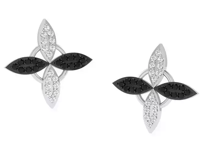 Flower Shaped Ear Studs with Gemstones