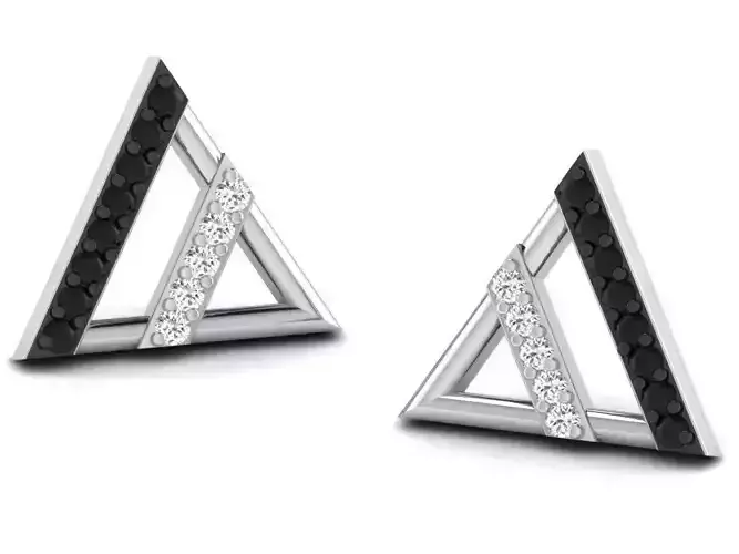 Triangle Shaped Ear Studs With Gems 