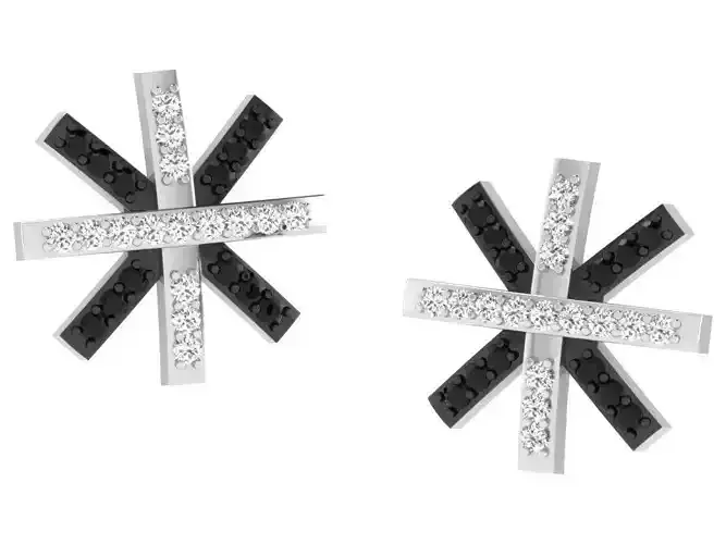 Ear Studs With Diamonds and Gems 3D print model