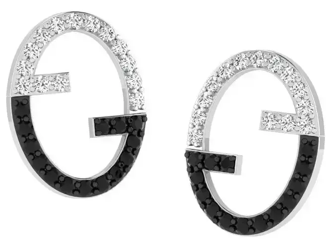 Oval Shaped Earrings With Diamonds and Gems