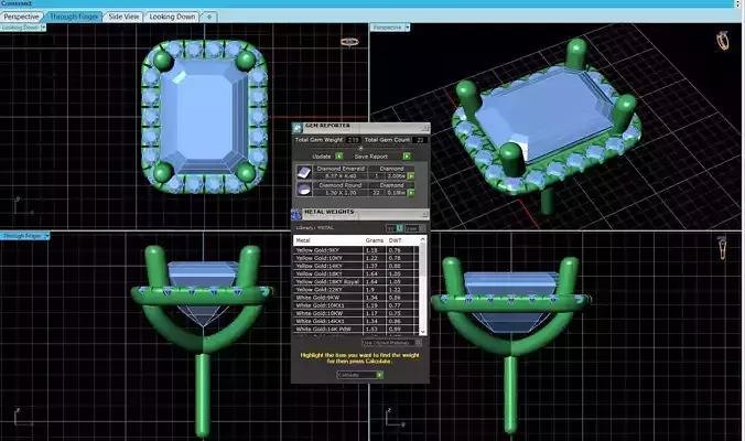 Rectangle Shaped Pendant With Gem 2