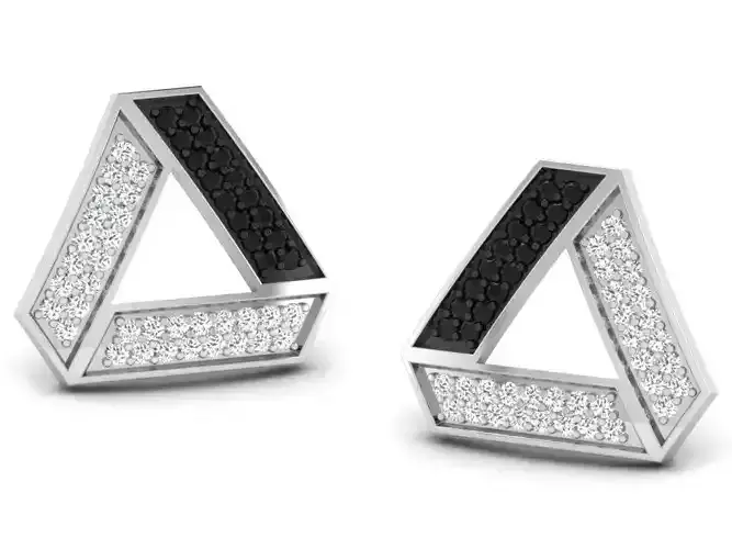 Triangle Shaped Ear Studs With Gems  1