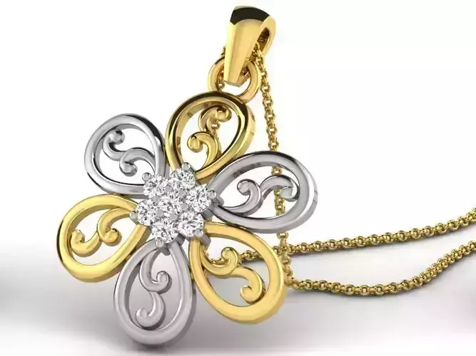 Flower Shaped Pendant With Diamonds 18